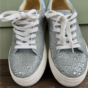 Betsey Johnson Silver Rhinestone Sneakers